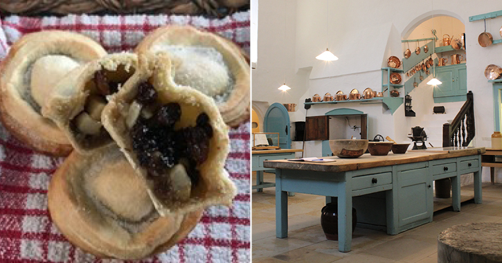 mince pie and medieval kitchen at Raby Castle